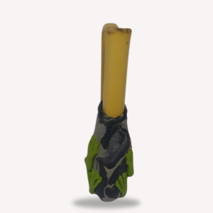 Kuripè Bamboo Pipe Imported Amazonian Green Frog With Flower Left