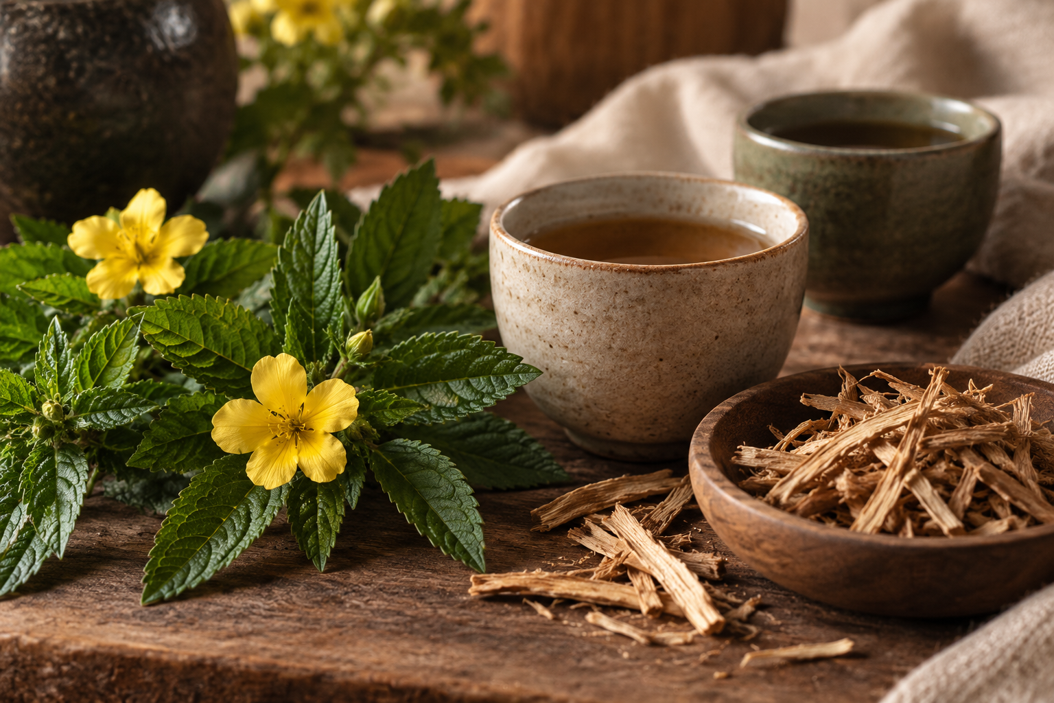 Damiana flowers, muira puama bark and botanical tea