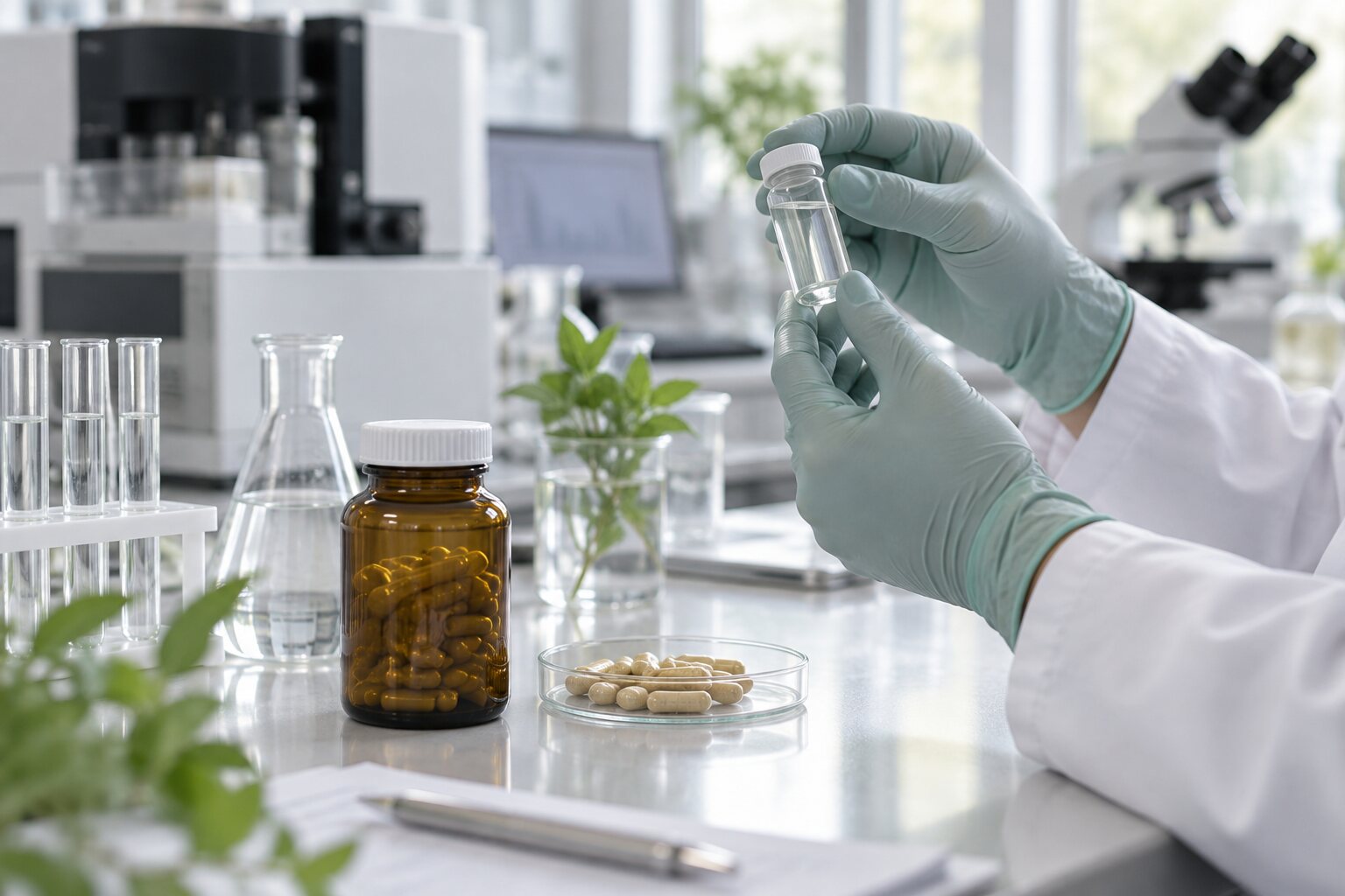 Laboratory quality testing of an unbranded supplement sample and capsules