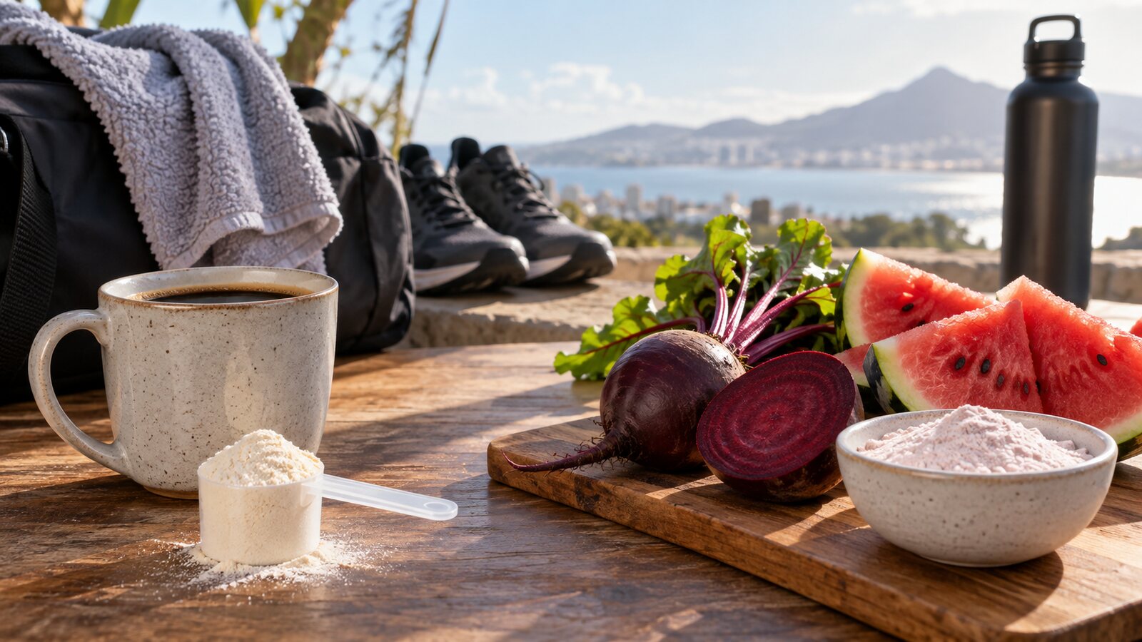 Coffee and pre-workout powder compared with beetroot, watermelon and amino-acid powder