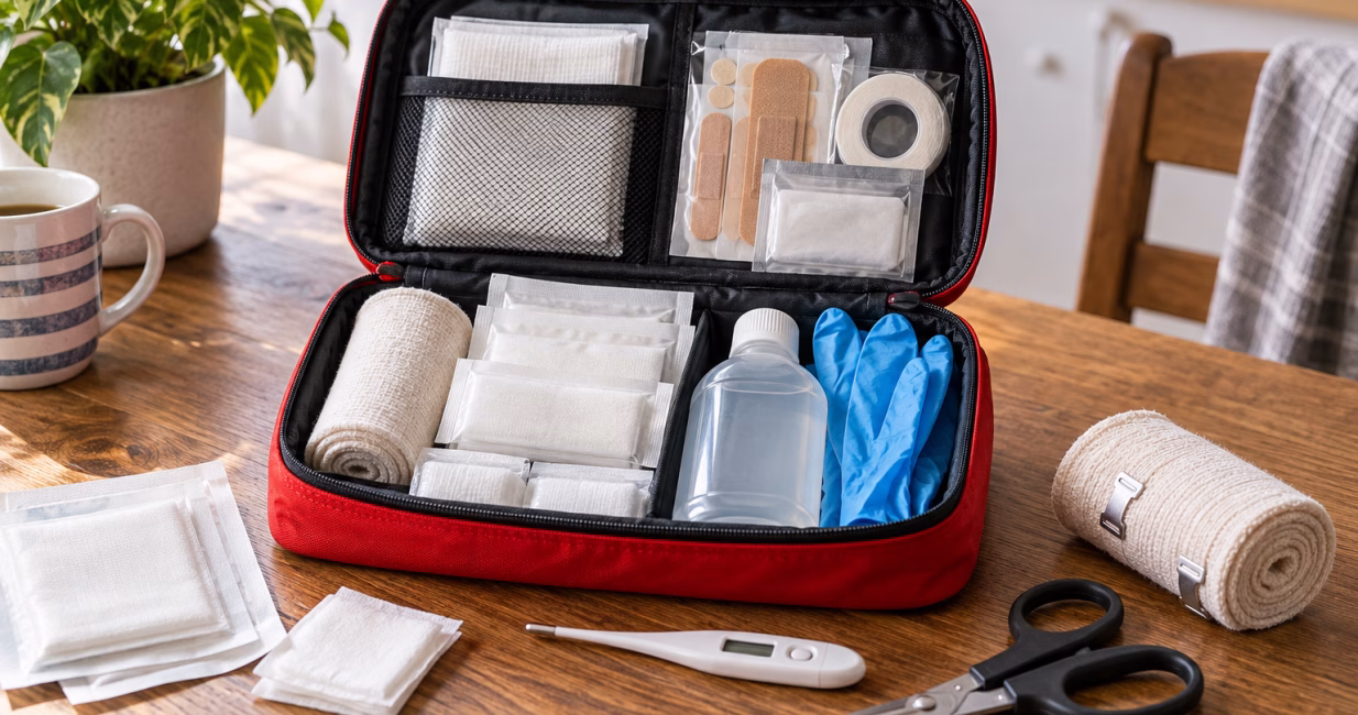 Organised home first-aid kit with dependable essentials