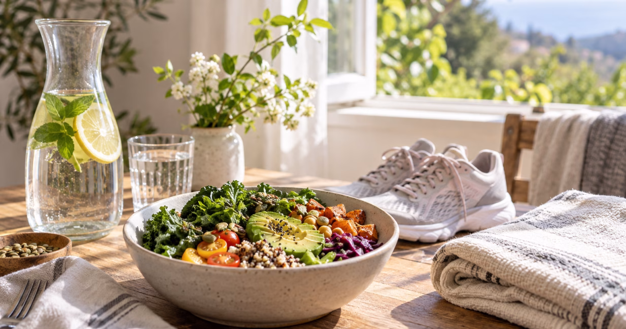Whole foods, water and walking shoes for a gentle seasonal reset
